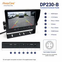 Moniteur de véhicule AlwayCare 7 pouces AHD TFT LCD avec double caméra, écran partagé, télécommande pour camion, bus, fourgonnette