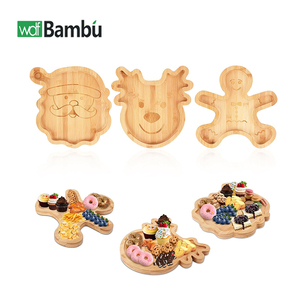 WDF Serving Trays Bamboo Christmas Tree Shape Serving Tray Kitchen Cheese Board and Bamboo Cutting Board Housewarming Present