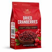 Sachet personnalisé à code unique pour canneberges séchées, sachet à huit soudures latérales avec code QR, emballage pour snacks aux fruits
