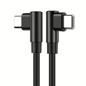 Customizable Logo Nylon Braided Data <b>Cable</b> Elbow Pd Type-C <b>to</b> Type-C Fast Charging 60W <b>USB</b> C Phone <b>Cable</b> - Product Image 1