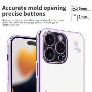 Custodia per telefono con Design a fiore conservato placcato <span class=keywords><strong>Cover</strong></span> trasparente per <span class=keywords><strong>iPhone</strong></span> 16e 17 Air 17 Pro Max 16 15 14 13 - Product Image 4
