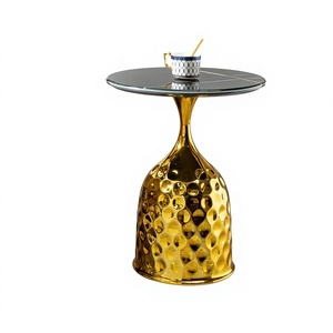 Mesa de Centro de Metal Forjado Estilo Moderno Ecológico Personalizada al por Mayor, Mesita de Noche Circular de Mármol Natural - Product Image 1