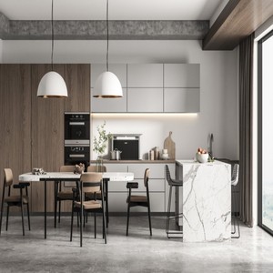 BAILOM - Mueble de Cocina Modular Personalizable, Ecológico, Rústico y Moderno, Color Gris Claro Mate, Laminado, Sin Tiradores, de Madera - Product Image 1