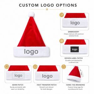 Chapeau de Père Noël personnalisé pour le marketing des fêtes, chapeau de Noël en peluche douce avec plusieurs designs, couleurs et solutions de logo personnalisé - Product Image 2