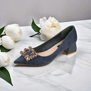 <b>Chunky</b> Heel 4.5cm Women Dress <b>Shoes</b> Suede Pumps <b>Shoes</b> Ladies Hot Sale Pump Factory Price - Product Image 1