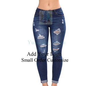 Jeans américain à jambes hautes Trou à neuf points Design mince Denim Taille en gros 2025 Printemps et été Série Nouveau européen et - Product Image 1