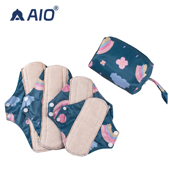Wholesale Washable 100 Organic Cotton Biodegradable Menstrual Pad Women Reusable Period Menstrual Pad Set