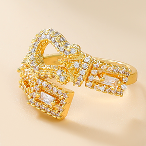 Anillos de circón de Color dorado original de lujo <span class=keywords><strong>para</strong></span> mujer 2024 anillo abierto anillo de pareja moda elegante <span class=keywords><strong>boda</strong></span> joyería <span class=keywords><strong>regalos</strong></span> - Product Image 5