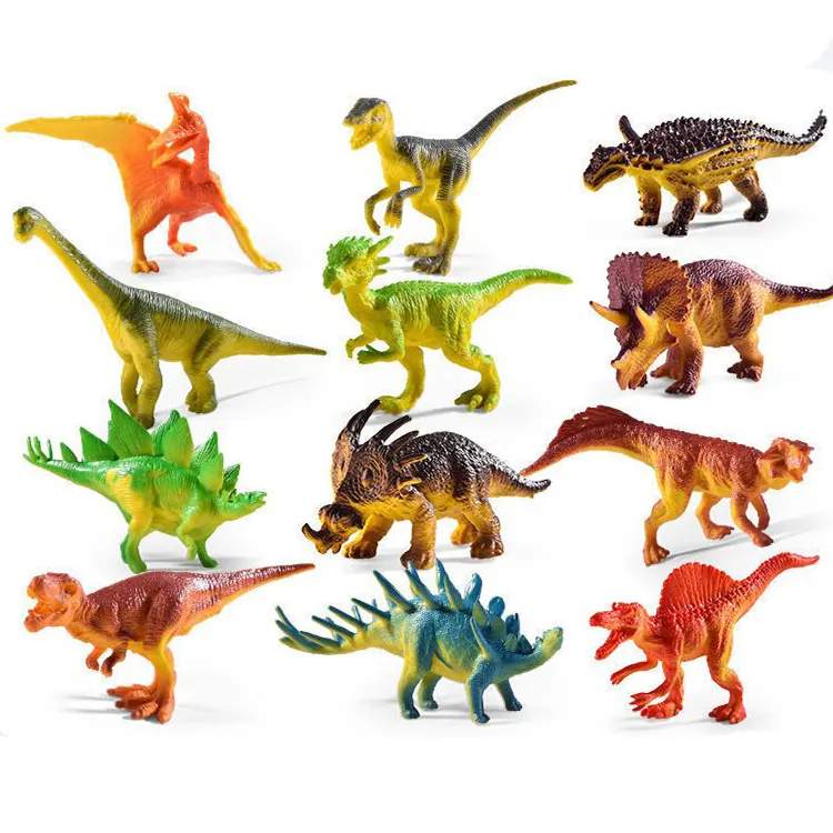 Hot Saling Custom Luxury Plastic 12pcs PVC Solid Kids Mini Dinosaur Animal Simulation Puzzle Model Dinosaur Toys Set