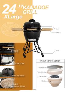 Grand gril vert de 24 pouces Auplex Kamado, fumoir <span class=keywords><strong>portable</strong></span> en carbone et céramique, cuisine d'extérieur, camping, barbecue, barbecue - Product Image 3