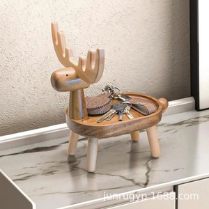 Reindeer Shaped <b>Key</b> Storage Rack Wooden Desk <b>Organizer</b> For Entryway Home Decor - Product Image 1