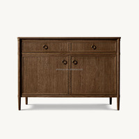 Buffet de salle à manger MYHOME, style moderne et luxueux, en bois massif de chêne, avec 2 portes, tiroirs et poignées métalliques