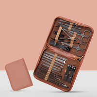 Kit de 25 outils professionnels en acier inoxydable pour manucure et pédicure, coupe-ongles, ciseaux à ongles, cure-oreilles et outils de soin des ongles des orteils