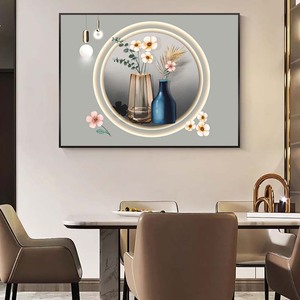 Tranh treo tường đồng hồ kỹ thuật số khung kim cương pha lê sứ LED trang trí nhà hàng kèm tranh tặng kèm - Product Image 4