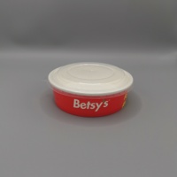 Boîtes d'emballage alimentaire jetables en papier kraft rondes de 750 ml, 500 ml, 900 ml, personnalisées, imprimées en noir, pour salade de fruits à emporter avec couvercle