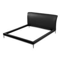 Lit inclinable minimaliste italien en cuir matelassé, avec pieds en métal fins, moderne et luxueux, rembourré pour chambre de villa