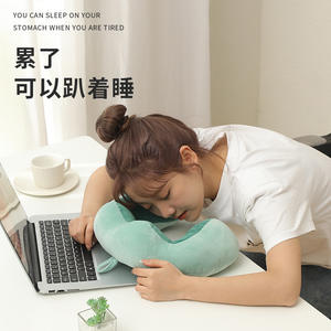 Almohada de Viaje en Forma de U Flying Bear, con Bordado de Dinosaurio Verde, Relleno de Algodón PP, Unisex, para Oficina y Viajes - Product Image 5