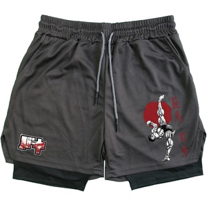 Yujiro <span class=keywords><strong>Baki</strong></span> <span class=keywords><strong>Hanma</strong></span> Pantalones cortos de gimnasio informales para hombre 2 en 1 Pantalones cortos de secado rápido de dos pisos para Fitness Run 13 colores para el verano - Product Image 1