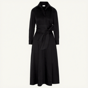 Robe longue en nylon et coton à manches longues pour femmes, tenue de bureau formelle, robe chemise pour dames - Product Image 5