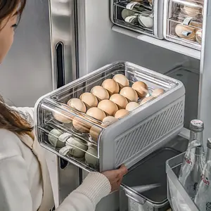 Casa cucina frigorifero Organizer cassetto scatola portaoggetti in plastica per uova 24 vassoi per contenitori per uova a 2 strati griglia