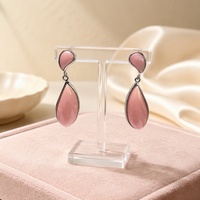 Boucles d'oreilles pendantes en argent sterling 925 avec coquille rose en forme de goutte, bijoux minimalistes pour femmes, mariage, plage, vente en gros