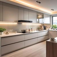 Armoire de cuisine personnalisée de grande taille, armoire de rangement multi-niveaux pour les grandes familles, aménagement de cuisine à concept ouvert