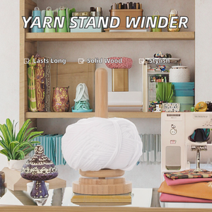 Wood Yarn Stand Home <b>Braided</b> Yarn Spool Storage Table Top Rotary Ball Winder Fashion Sewing Kit <b>Accessory</b> - Product Image 2