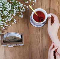 Ensemble personnalisé de 6 accessoires de cuisine, sous-verres en bois pour boissons, dessous de verre en bois
