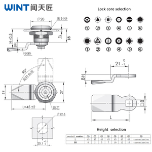 MS705 <b>Lock</b> for Switch <b>Cabinet</b>, Stainless Steel Triangular Slotted Cam <b>Lock</b> Waterproof for ElectronicControl Box IP66 MS705 Cam L - Product Image 4