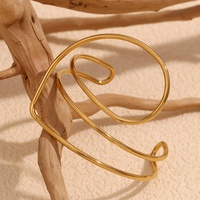 Dreamshow Minimaliste Coeur Bijoux Manchette Bracelet Plaqué Or Bijoux Acier Inoxydable Bracelets de Mode Bangles