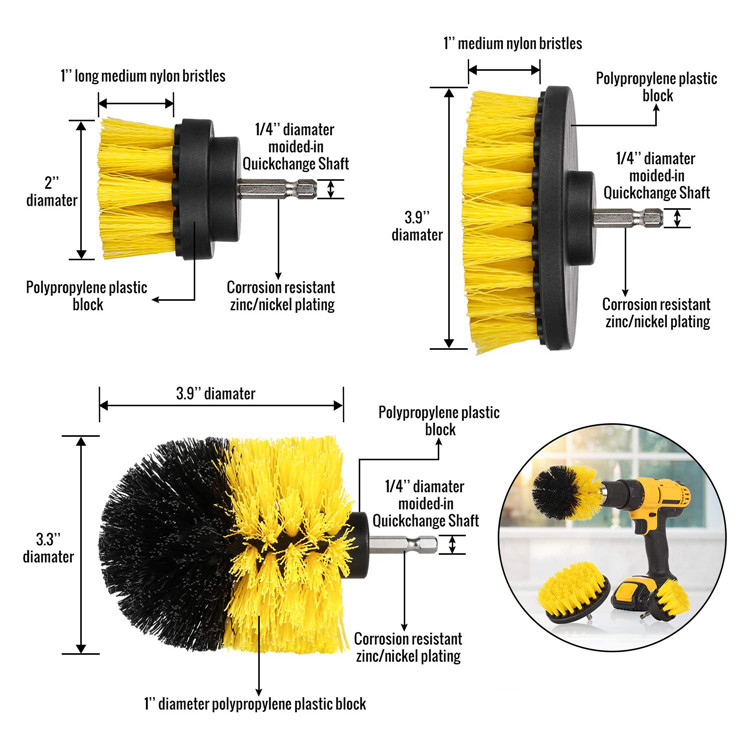 3PCS Customized Widely Used Car Wash Brush Set For Household Cleaning