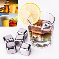 Glaçons Cubes à glace réutilisables en acier inoxydable, sans BPA, en métal, pierres de refroidissement