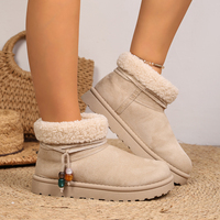 Bottes de neige à plateforme pour femmes, doublées de fourrure, semelle épaisse, en daim, avec breloques perlées, bout rond, bottines chaudes d'hiver, 4 couleurs