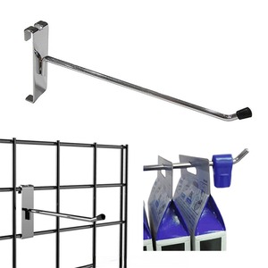 Gancho de Panel de Rejilla Ajustable en Altura, Cromado y de Zinc, para Exhibición de Ropa - Product Image 1