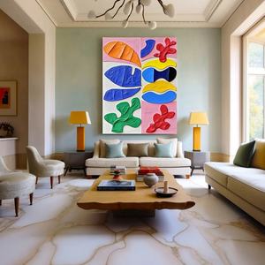 Art mural 3D texturé abstrait minimaliste coloré vertical grand format peint à la main, cadeau idéal pour l'inauguration d'une maison - Product Image 5