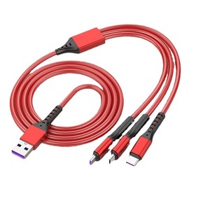 Cable de Datos 3 en 1 con Trenzado de Nailon de 1m, Carga Rápida para Teléfono Móvil con Conectores USB Tipo A, Micro USB LG y Tipo C - Product Image 1