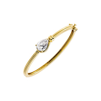 Bracelet jonc minimaliste empilable en laiton plaqué or 18 carats avec pierres taillées poire et marquise, zircon, bijoux en gros LYBURCHI