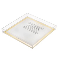 Plateau de Havdalah en Acrylique Transparent Orné Personnalisé pour Jardin, Vente en Gros Directe Usine, Plateau de Sabbat Judaïque en Lucite avec Poignées