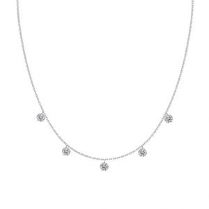 Collier pendentif à pompon Dylam Classic Design en argent 925 rhodié plaqué or 14 carats avec chaîne à maillons et zircon cubique 5A pour femme - Product Image 1