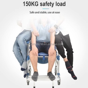 <b>Folding</b> Medical Equipment Shower <b>Commode</b> Chair <b>Commode</b> Toilet Chair Foldable Bedside <b>Commode</b> Chair for Elderly With Wheel Toilet - Product Image 6