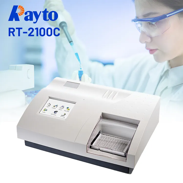 Rayto RT-2100C Système d'analyse d'immunoessai de fluorescence médicale Lecteur de microplaques Prix 96 puits Lecteur de microplaques Elisa