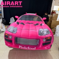 Éclairage LED décoratif pour voiture gonflable rose, modèle de voiture de course gonflable personnalisé pour la publicité