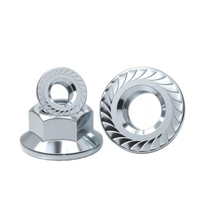 Tuercas hexagonales con brida M6 M8 M10, grado 4.8, acero al carbono, recubrimiento de zinc azul/blanco, antideslizantes, con arandela dentada para equipos de fitness - Product Image 3