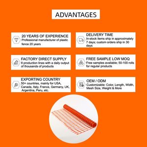 4'X100' HDPE estruso recinzione di costruzione arancione recinzione temporanea per la sicurezza del cantiere barriera di avvertimento eco-friendly - Product Image 5