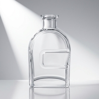 Bouteille à spiritueux en verre dépoli transparent de haute qualité, forme fiole encastrée, 70 cl, fond lourd, pour emballage de whisky avec bouchon