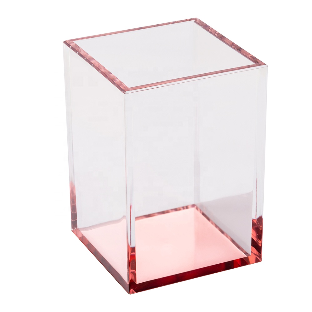Прозрачный акриловый Настольный Органайзер Huisen, коробка цвета розового золота для хранения карандашей и стаканов