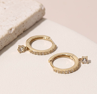 Boucles d'oreilles pendantes minimalistes tendance pour femmes, en argent sterling 925 plaqué or 18 carats, avec zircon cubique, petites boucles d'oreilles créoles