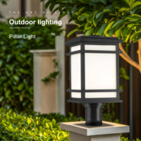 Iluminación LED Exterior Moderna, Funcional, Resistente a la Intemperie IP44, 50000 Horas de Duración, Lámpara de Pilar Cuadrada de Aluminio Negro para Puerta Exterior