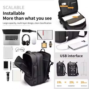 Sac à dos pour ordinateur portable imperméable avec chargement USB, antivol, pour l'école, les affaires, les voyages, multifonctionnel, durable, en matériau PU, pour les loisirs - Product Image 4