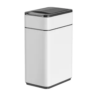 Automatic 13-Gallon Stainless Steel Trash Bin Rectangle Shape with Plastic Waste Sensor for Home Medical Use Mini Garbage Can